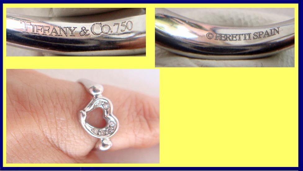 Tiffany & Co Open Heart Ring by Elsa Peretti 18k W Gold, Diamonds (#4994)