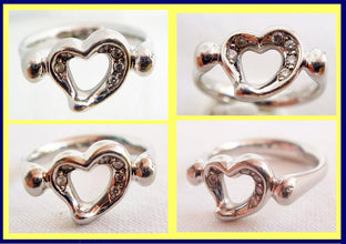 Tiffany & Co Open Heart Ring by Elsa Peretti 18k W Gold, Diamonds (#4994)