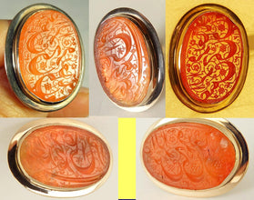 Antique Islamist Cufflinks carved carnelian c1800 in Retro 14k Gold Mounts(5294)