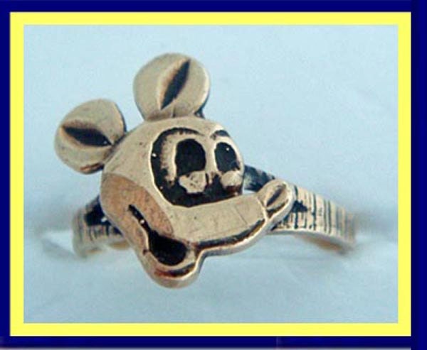 Vintage Mickey Mouse Pinky or Child 's Gold Ring Made Circa 1930 - 1940 (#5015)