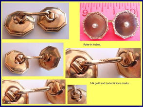 LARTER Antique Victorian Gents Dress Set Cufflinks Buttons Gold MOP Pearl (4984)