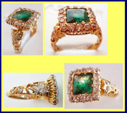 Antique Vintage Ring 22k Gold Emerald Diamonds  Mughal Indian w Appraisal (4909)