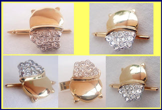 Vintage Retro Cufflinks Buttons Man's Dress Set Diamonds Gold Appraisal (4787)