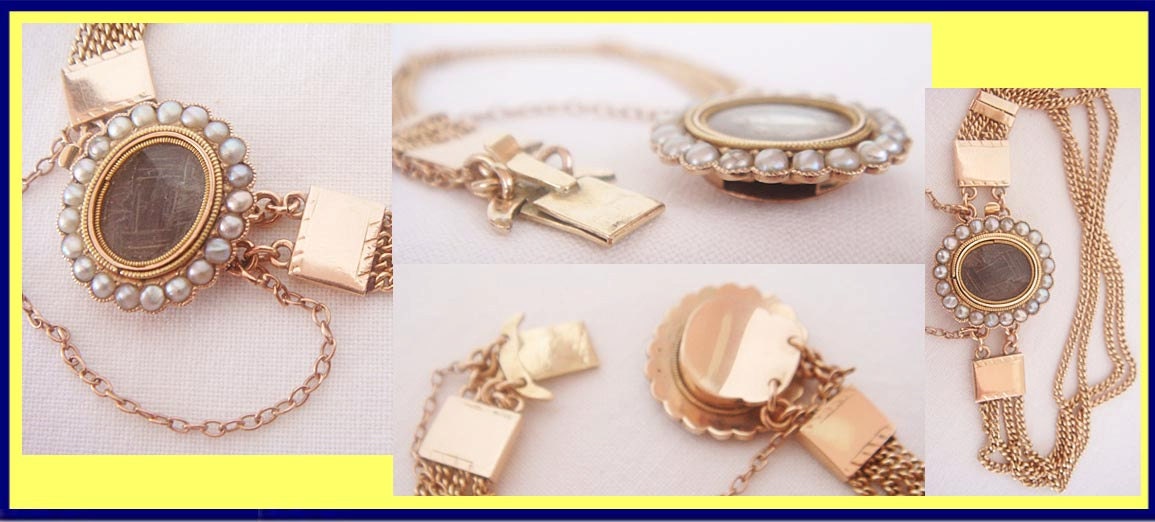 Antique Georgian Bracelet 14k Gold Pearls Hair Sentimental Memorial Romance(4767