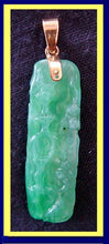 Chinese Carved green Jade and 14k Gold Pendant Antique  (4670)