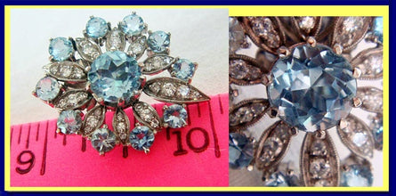 Antique Edwardian Earrings Diamond Aquamarine Platinum (4543)