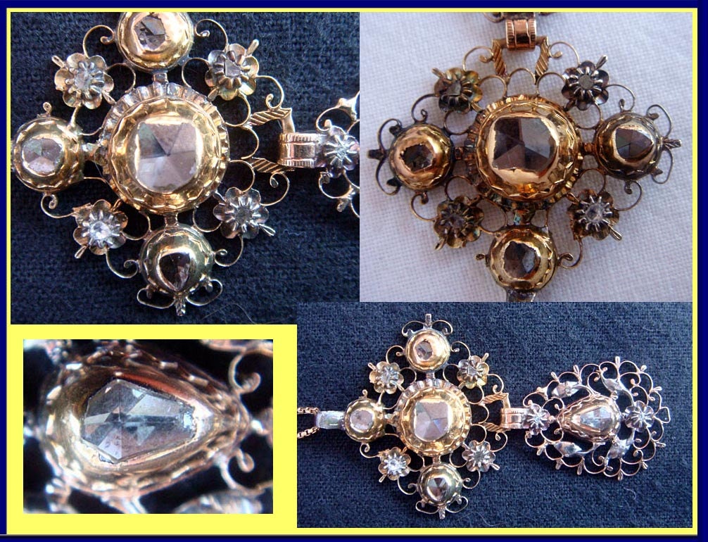 Early 18C Georgian Necklace Pendant Gold & Diamonds (4545)