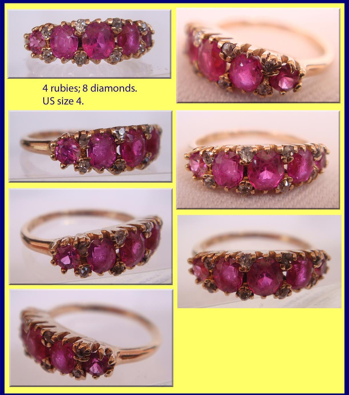 Antique Victorian 14k Gold Ruby Diamond Ring (4093)