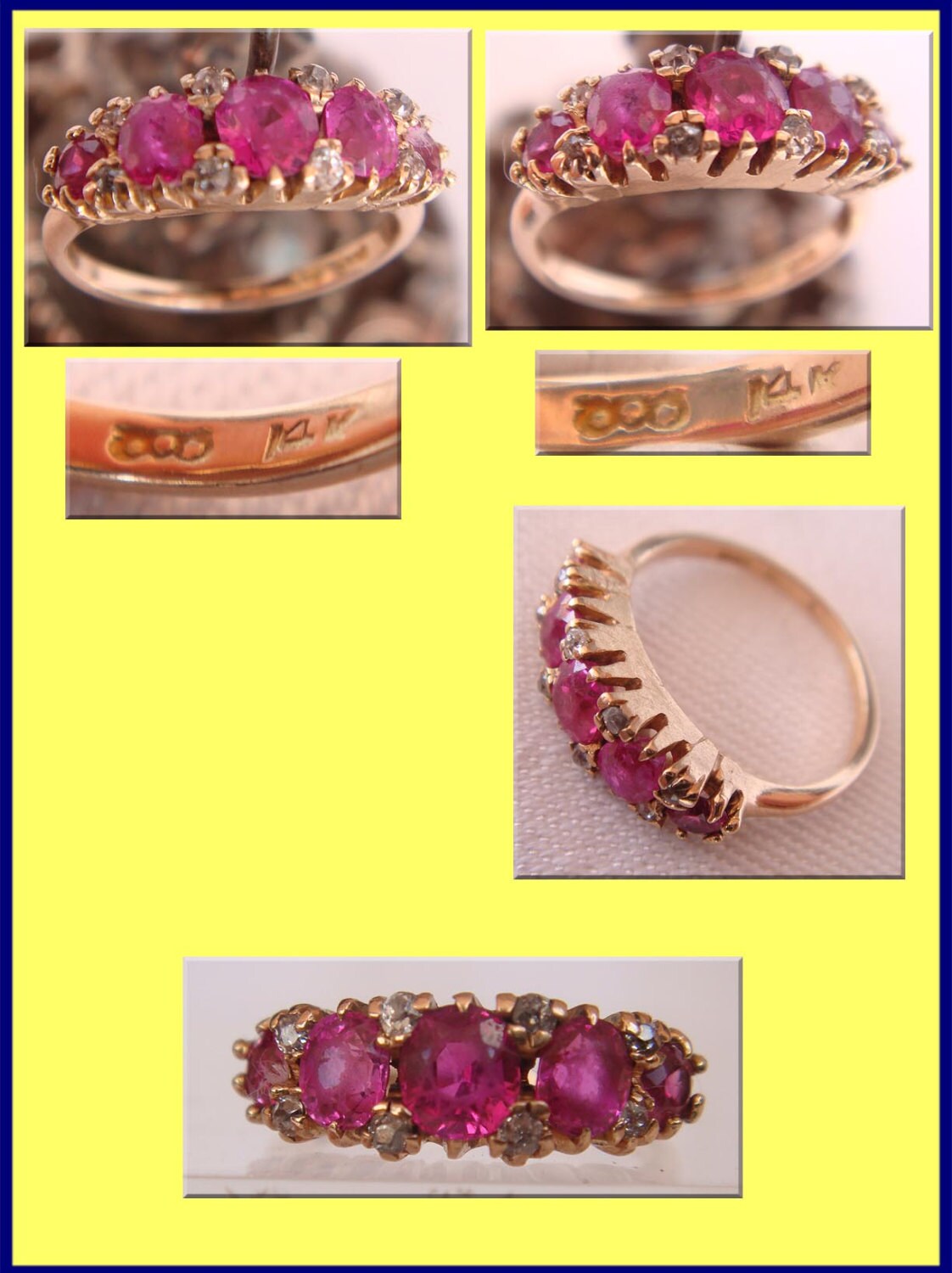 Antique Victorian 14k Gold Ruby Diamond Ring (4093)