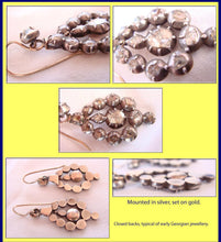 Antique Georgian Rose cut Diamond dangle ear pendants (4133)