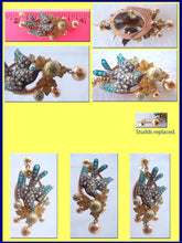 Antique Victorian Earrings Pave Turquoise Pearl Bird (4290)