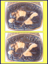 Antique Pendant Arts Crafts Art Nouveau 18k Gold Sapphire Kissing Couple (#3998)