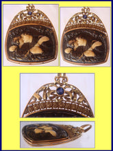 Antique Pendant Arts Crafts Art Nouveau 18k Gold Sapphire Kissing Couple (#3998)
