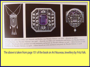 Antique Theodor Fahrner Brooch Pin Enamel Pearl Peridot (4167)