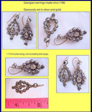 Antique Georgian Rose cut Diamond dangle ear pendants (4133)