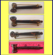 Judge Auctioneer Gavel Hammer Georgian Brooch Pique Gold Inlay Antique (4005)