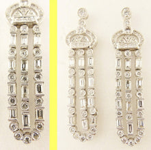 Vintage Earrings 4.50ct Diamonds Platinum Long Ear Pendants w Appraisal  (5578)
