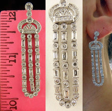 Vintage Earrings 4.50ct Diamonds Platinum Long Ear Pendants w Appraisal  (5578)