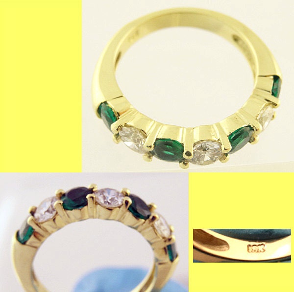 Emerald Diamond Ring Wedding Anniversary Estate 18k Gold Ring w Appraisal (5564)