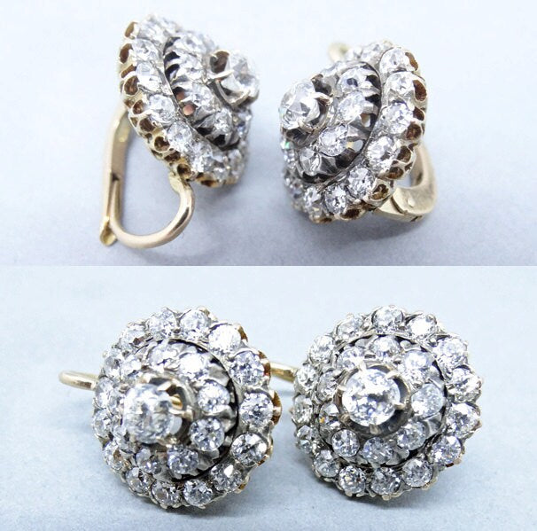 Antique Edwardian Earrings Gold Diamonds Signed Angelo Martins w Appraisal(5773)