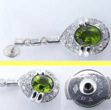 Vintage Ear Pendant Earrings Platinum Peridot Diamond w Appraisal (5776)