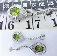 Vintage Ear Pendant Earrings Platinum Peridot Diamond w Appraisal (5776)