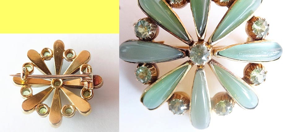 Giuliano Antique Brooch Gold Demantoid Garnet Nephrite Jade Unisex (5401)