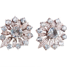 Antique Edwardian Earrings Diamond Aquamarine Platinum (4543)