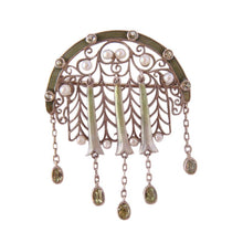 Antique Theodor Fahrner Brooch Pin Enamel Pearl Peridot (4167)