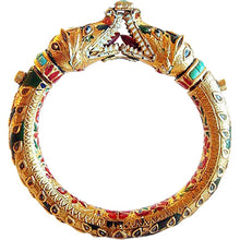 Antique Mughal Bangle Bracelet Gold Enamel Gems Crocodile Georgian (4929
