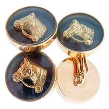 Antique Vintage Retro unisex Cufflinks 18k Gold Horse Heads