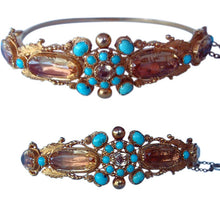 Antique Georgian Bracelet Bangle Topaz Turquoise Gold Cannetille 1820's (4405)
