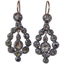 Antique Georgian Rose cut Diamond dangle ear pendants (4133)