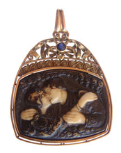 Antique Pendant Arts Crafts Art Nouveau 18k Gold Sapphire Kissing Couple