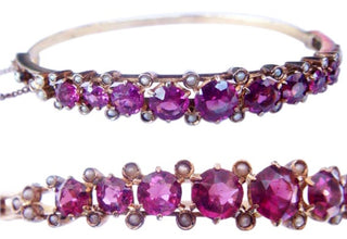 Antique Victorian 14k Gold Pearl Rubellite Bracelet (3850)