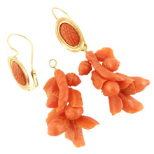 Antique Victorian Earrings Ear Pendants Carved Crl Gold Acorn Day Night (5600)