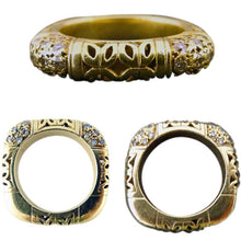 Mystery Alishan Ring 18k Gold Diamonds Square Wedding Band Gothic Unusual (5630)