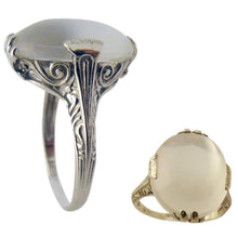 Antique Art Deco Ring Moonstone 14k White Gold (5650)