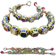 Antique Pair Bracelets Gold Gems Enamel Mughal Navaratna Amulets Appraisal (5759