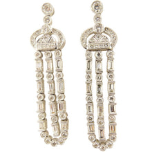Vintage Earrings 4.50ct Diamonds Platinum Long Ear Pendants w Appraisal  (5578)