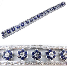 Vintage Bracelet White Gold Diamonds Sapphire Diamond Flowers w appraisal (5778)