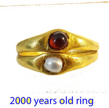 Antique Roman Gold Pearl Garnet Ring 2000 Years Old Wedding unisex (5658)