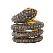 Snake Ring Gold Silver 1 1/4ct Diamonds Coiled Snake w Appraisal (5719)