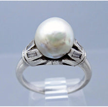 Antique Art Deco Ring Pearl Diamond Silver GIA certificate Vintage India (5735)