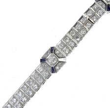 Vintage Art Deco Double Line Bracelet Platinum Diamonds Sapphires w Appraisal (5856)