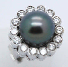 Vintage Earrings Tahitian Pearl Diamond 18k Gold Ear Clips w Appraisal (5905)