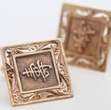 Chinese Cufflinks 14k Gold Man's Jewelry Vintage Art Deco Mid Century (5908)