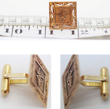Chinese Cufflinks 14k Gold Man's Jewelry Vintage Art Deco Mid Century (5908)