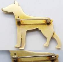 Vintage Doberman Pinscher Dog Brooch Figural Gold Pin Unisex (5912)