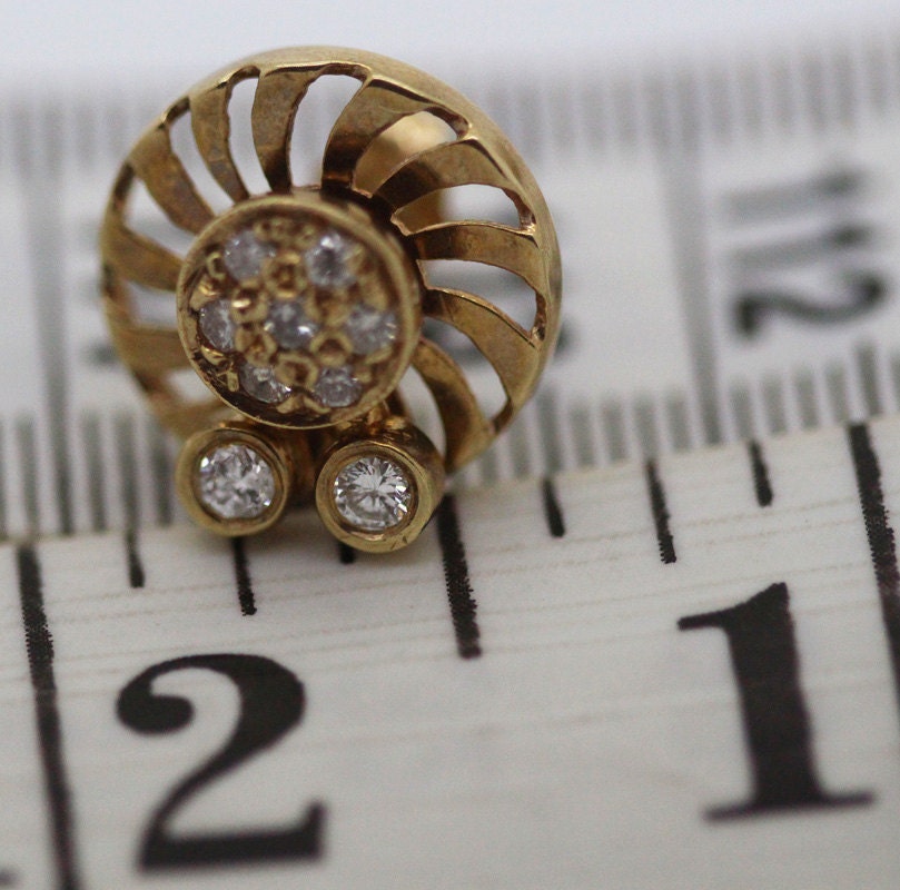 Vintage Retro Pop Earrings Gold Diamond Flower Kinetic w Appraisal (5913)
